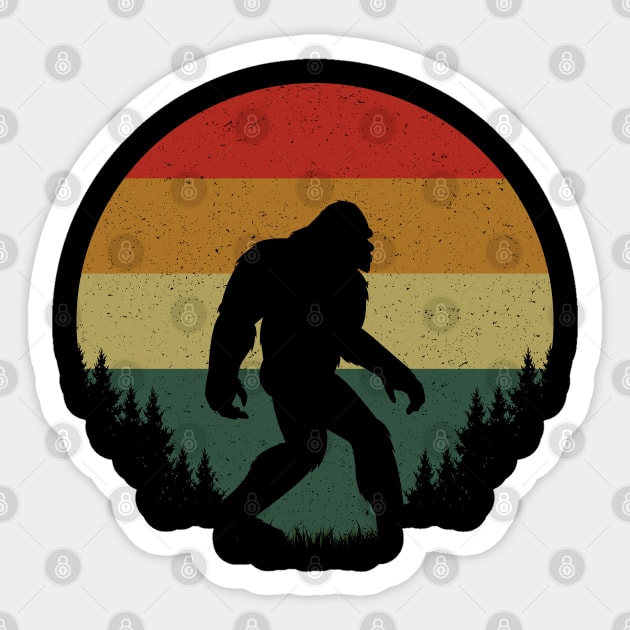 Bigfoot Retro Sunset Sticker by Tesszero